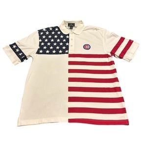 Vintage Men’s Medium Antigua Chicago Cubs American Flag Embroidered Polo